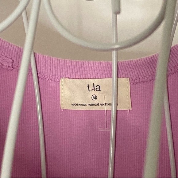 T.L.A. by Anthropologie Pink Ribbed Midi Knee Dress Cut Out - Picture 3 of 5